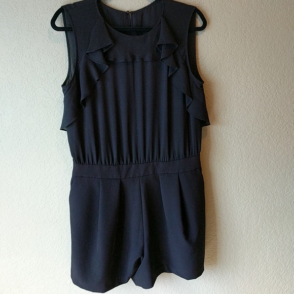 Zara Pants - Zara Sheer Top Ruffle Black Jumpsuit